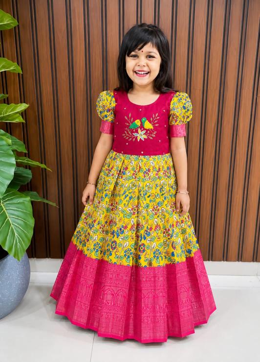 Summer gown silk Yellow Bulk kids clothes